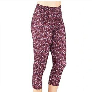 Manduka NWOT Women's Yoga Legging Essential Capri in Adaptation Print Burgundy M